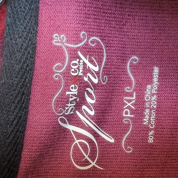 Style &  Co Sport Zip Up Velvet Top Red Purple Black Pattern Size XLP - Picture 2 of 7